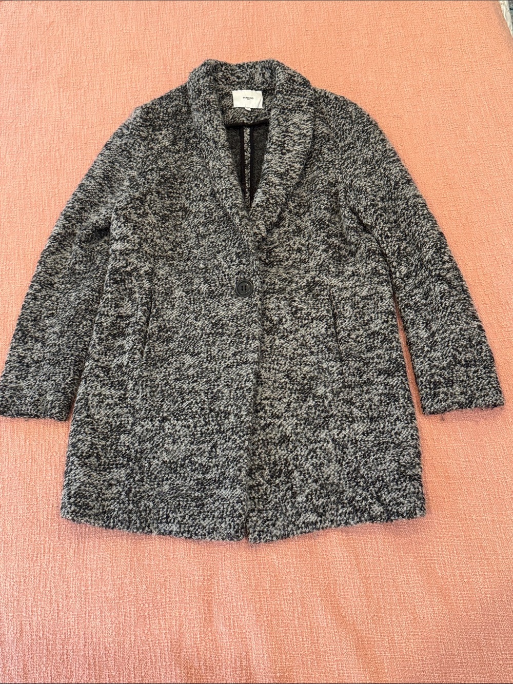 Wool blend Gray tweed Single-Button Collared Coat wm’s